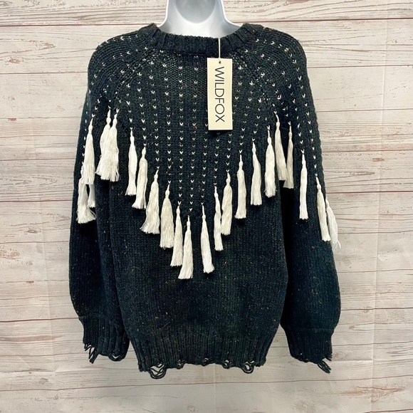 Wildfox effi tassel fringe knit sweater - Picture 2 of 12